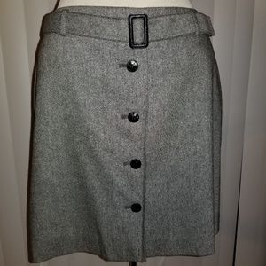 Ann Taylor gray pencil skirt buckled belted